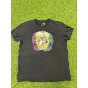 Free State Mens Skull Graphic T-Shirt Black Short Sleeve Crewneck Large